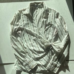 White/Brown Express Design Studio Striped Long Sleeve